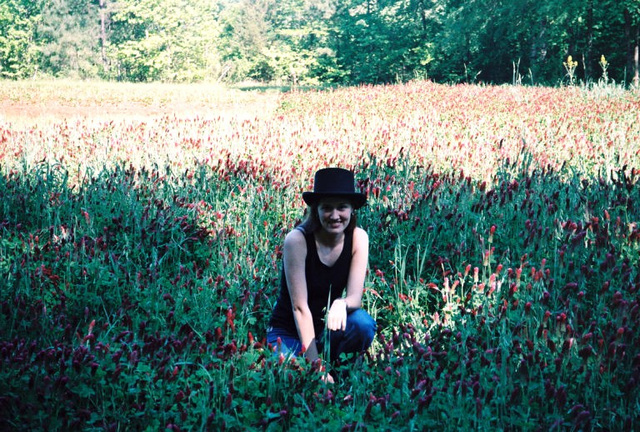 my grandparents clover field behind their house - and my new top hat :D