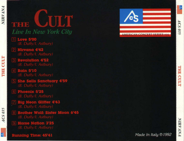 Cult Nirvana Back (NYC 1985)
